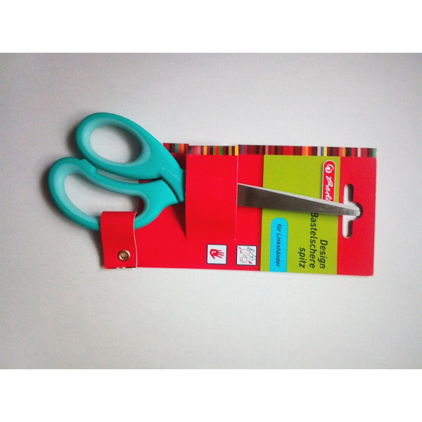 Herlitz Design olló 17cm, hegyes, balkezes, világoskék