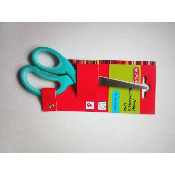 Herlitz Design olló 17cm, hegyes, balkezes, világoskék