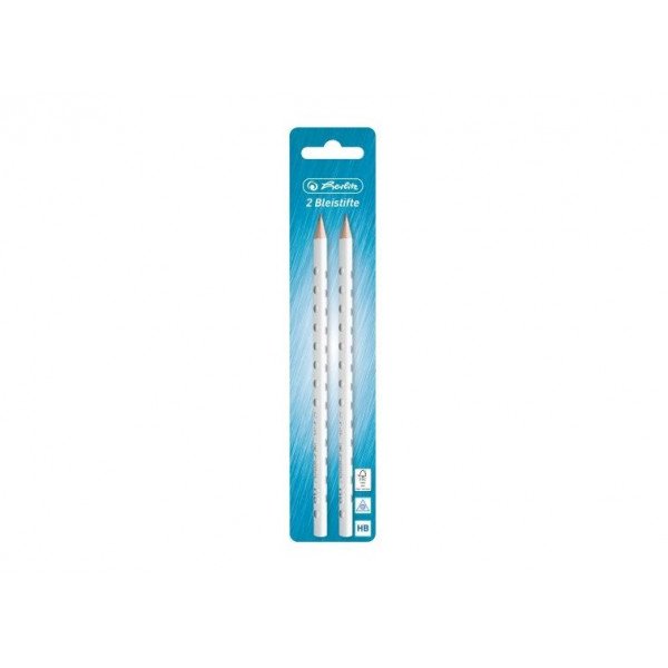 Herlitz Frozen Glam háromszögletű grafit ceruza, 2db, HB, vékony, fehér-ezüst