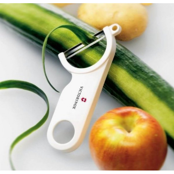 Victorinox ingapengés, ferde nyakú krumplihámozó - zöldséghámozó, fehér